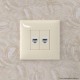 Телефонная розетка RJ-12 без шторки в стену двойная, "Avanti", "Ванильная дымка"  4405614  DKC