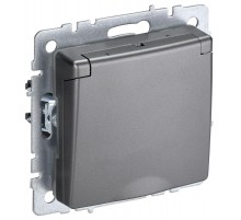 BRITE Розетка с заземлением со шторками с кр. 16А IP44 РСбш10-3-44-БрС сталь  BR-R16-16-44-K46  IEK