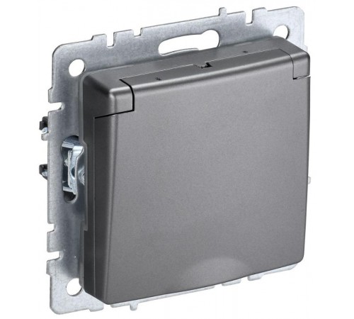 BRITE Розетка с заземлением со шторками с кр. 16А IP20 РСбш10-3-БрС сталь  BR-R16-16-K46  IEK