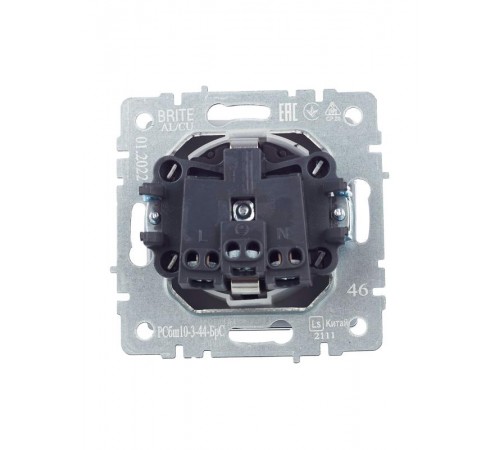 BRITE Розетка с заземлением со шторками с кр. 16А IP44 РСбш10-3-44-БрС сталь  BR-R16-16-44-K46  IEK