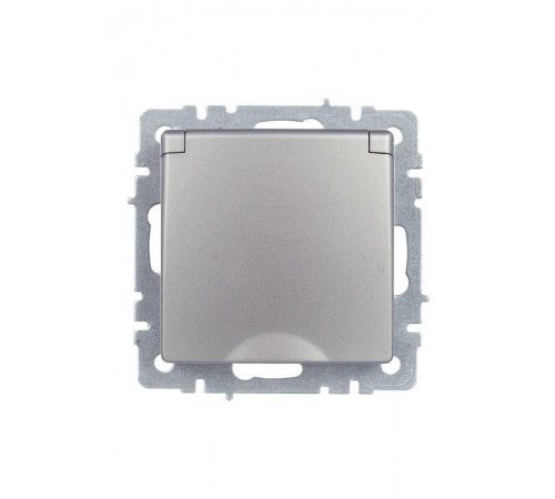 BRITE Розетка с заземлением со шторками с кр. 16А IP44 РСбш10-3-44-БрС сталь  BR-R16-16-44-K46  IEK