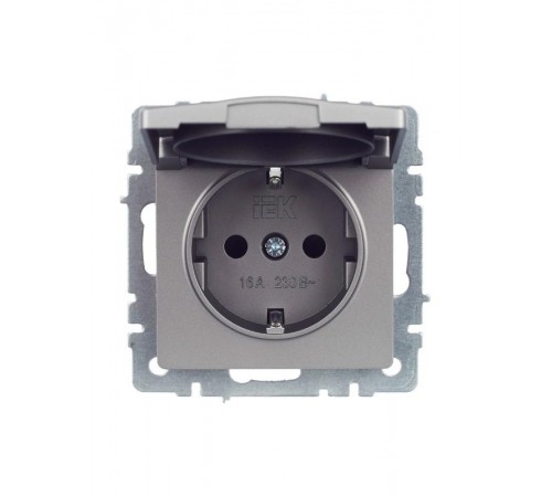 BRITE Розетка с заземлением со шторками с кр. 16А IP44 РСбш10-3-44-БрС сталь  BR-R16-16-44-K46  IEK