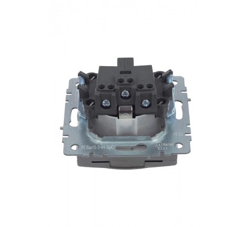 BRITE Розетка с заземлением со шторками с кр. 16А IP44 РСбш10-3-44-БрС сталь  BR-R16-16-44-K46  IEK