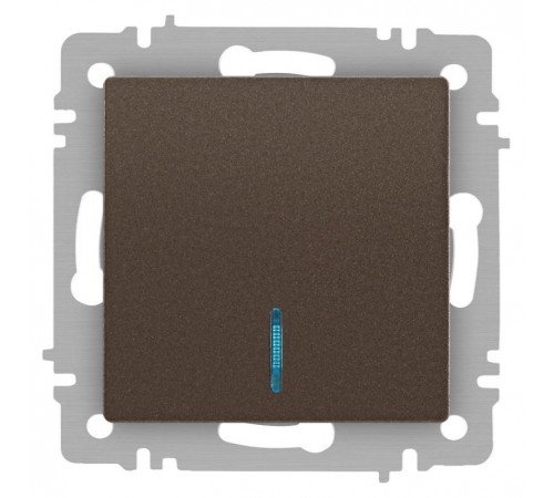 Выключатель Intro Accent 6-102-08 с подсветкой, 10А-250В, IP20, СУ, AL/CU, бронза  Б0063463  Intro