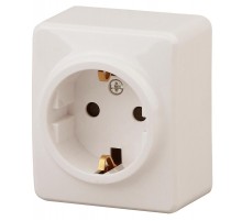 Розетка 11-2204-02  2P+E Schuko со шторками, 16АХ-250В, ОУ, Эксперт, Слоновая кость Б0020689  ЭРА