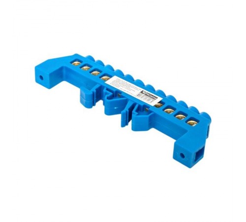 Шина "0" N (8х12мм) 12 отверстий латунь синий нейлоновый корпус комбинированный розничный стикер EKF PROxima  sn0-125-12-dn-r  EKF