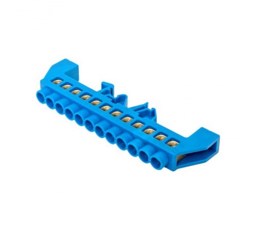 Шина "0" N (8х12мм) 12 отверстий латунь синий нейлоновый корпус комбинированный розничный стикер EKF PROxima  sn0-125-12-dn-r  EKF