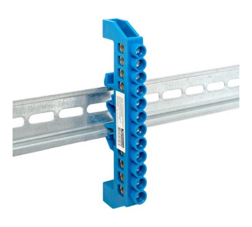 Шина "0" N (8х12мм) 12 отверстий латунь синий нейлоновый корпус комбинированный розничный стикер EKF PROxima  sn0-125-12-dn-r  EKF