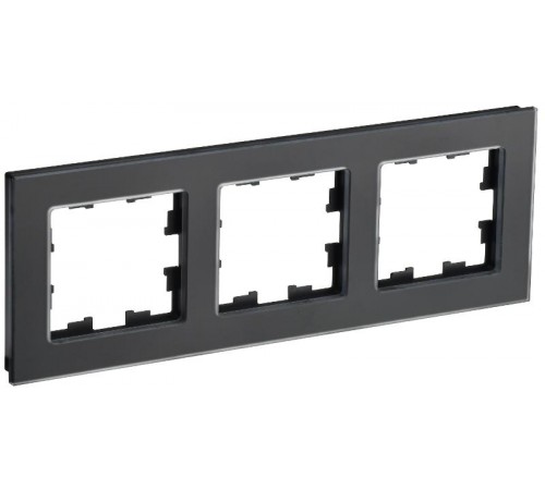 BRITE Рамка 3-ая РУ-3-2-Бр стекло черный матовый  BR-M32-G-31-K02  IEK