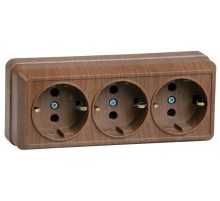 ОКТАВА дуб Розетка 3-местная О/У с/з 16А РС23-3-ОД  ERO31-K04-16-DC  GENERICA