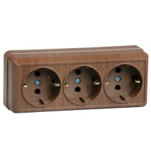 ОКТАВА дуб Розетка 3-местная О/У с/з 16А РС23-3-ОД  ERO31-K04-16-DC  GENERICA