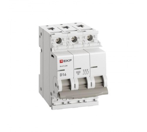 Выключатель автоматический трёхполюсный 16А (D) 6кА ВА 47-63N PROxima M636316D  EKF