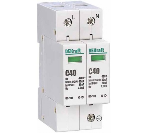 Ограничитель перенапряжений 2P 40кА C 420В ОП-101  18016DEK  DEKraft