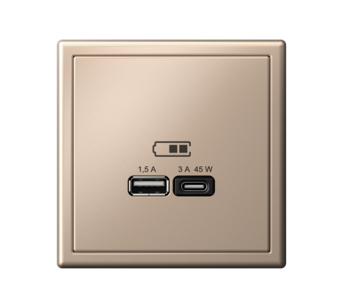 ArtGallery Песочный Розетка USB A + тип-C 45Вт высокоскор.заряд. QC, PD, механизм  GAL001229  SE