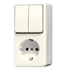 Штепсельная розетка SCHUKO для накладного монтажа с сдвоенным выключателем  675A  Jung