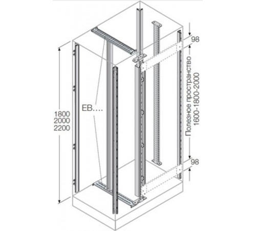 Стойки каркаса+для ячеек+каб секции H=1800м  EM1803  ABB
