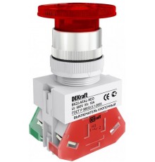 Выкл. кноп. грибок с фикс. AEAL 22 мм Цвет:КРАСНЫ  25034DEK  DEKraft