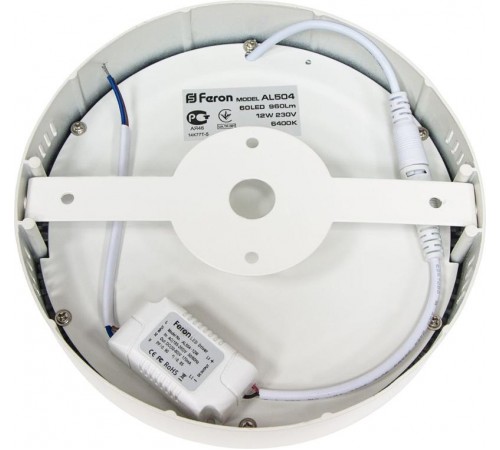 Светильник светодиодный накладной круглый AL504 12W 960Lm 4000К IP40  27939  FERON