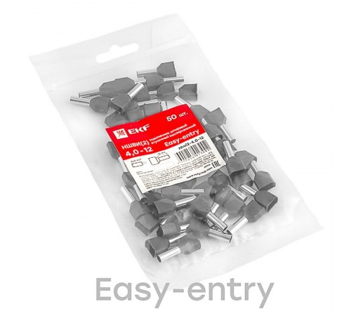 Наконечник штыревой втулочный изолированный НШвИ(2) 4-12 (50шт.) EKF PROxima  nhvi2-4.0-12  EKF