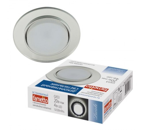 Светильник декор.встр Luciole DLS-L159 GX53 CHROME/GLASSY GX53 доп.LED подсветка 4Вт металл/стекл. Хром/зерк.  UL-00005324  Fametto