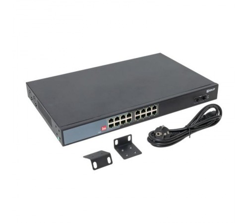 Промышленный неуправляемый коммутатор U-2GX/SFP-16GTP-R, 2 порта 1000Base-X SFP, 16 портов 10/100/1000Base-T(X) RJ45 c PoE, монтаж в 19" стойку TSX T