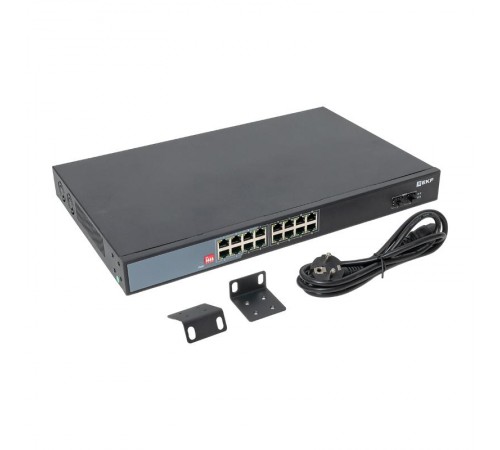 Промышленный неуправляемый коммутатор U-2GX/SFP-16GTP-R, 2 порта 1000Base-X SFP, 16 портов 10/100/1000Base-T(X) RJ45 c PoE, монтаж в 19" стойку TSX T