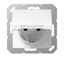 Штепсельная розетка SCHUKO 16А / 250В с подпружиненной откидной крышкой, возможно IP44, пружинные зажимы; дюропласт; белый; A500  A1520KLWW  Jung