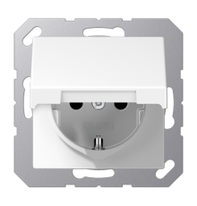 Штепсельная розетка SCHUKO 16А / 250В с подпружиненной откидной крышкой, возможно IP44, пружинные зажимы; дюропласт; белый; A500  A1520KLWW  Jung