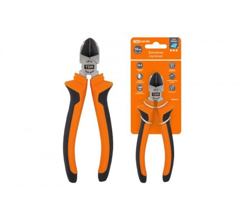 Бокорезы (кусачки), с двухкомпонентными рукоятками, CR-V сталь, 160 мм, серия "Алмаз"  SQ1012-0202  TDM