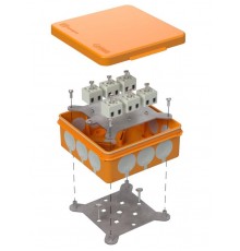 Коробка огнестойкая для о/п двухкомпонентная 60-0303-FR2.5-12 Е15-Е60 (латунь) 100х100х40 IP66 12p, 2.5 мм.кв. 60-0303-FR2.5-12-Е60  Промрукав
