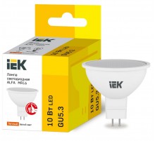 Лампа светодиодная ALFA MR16 софит 10Вт 230В 3000К GU5,3  LLA-MR16-10-230-30-GU5  IEK