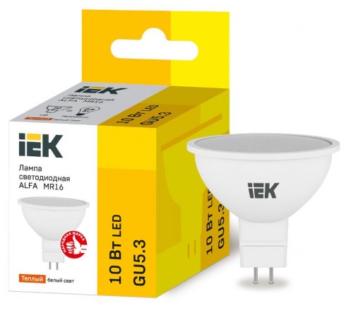 Лампа светодиодная ALFA MR16 софит 10Вт 230В 3000К GU5,3  LLA-MR16-10-230-30-GU5  IEK
