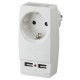 Адаптер SP-1e-USB-W "Polynom" 1гн 220V + 2xUSB 2100mA, c заземл, (белый) (10/60/1440)  Б0026332  ЭРА