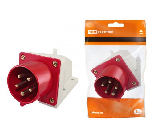 Вилка 515 стационарная 3Р+РЕ+N 16А 380В IP44   SQ0605-0013  TDM