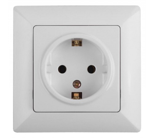 Розетка Intro Solo 4-202-01 с заземлением 2P+E Schuko, 16А-250В, IP20, СУ, белый  Б0053649  Intro