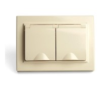 Розетка 2-местная с/з с крышкой, серия Эрна, PST16-9015-02, слоновая кость  49137  STEKKER
