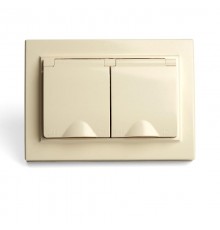 Розетка 2-местная с/з с крышкой, серия Эрна, PST16-9015-02, слоновая кость  49137  STEKKER