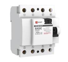 Выключатель дифференциальный (УЗО) ВД-40 4P 63А/100мА (электронное) Basicelcb-4-63-100e-simEKF