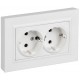 BRITE Розетка 2-местная с заземлением с защитными шторками плоская 16А в сборе РСшПл12-3-БрАБ арктический белый   BR-R28-16-K91-F  IEK