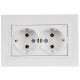 BRITE Розетка 2-местная с заземлением с защитными шторками плоская 16А в сборе РСшПл12-3-БрАБ арктический белый   BR-R28-16-K91-F  IEK
