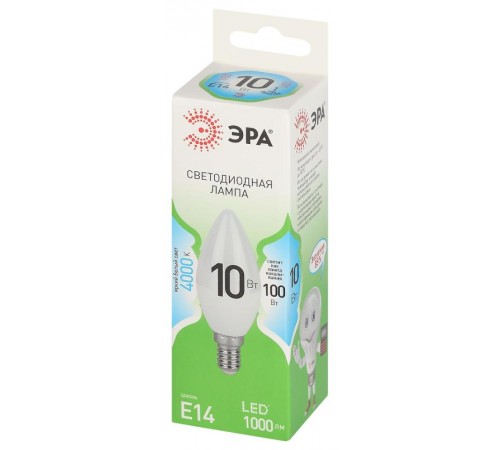 Лампа светодиодная  GREEN LINE LED B35-10W-840-E14 GL E14 10 Вт свеча яркий белый свет  Б0067093  ЭРА