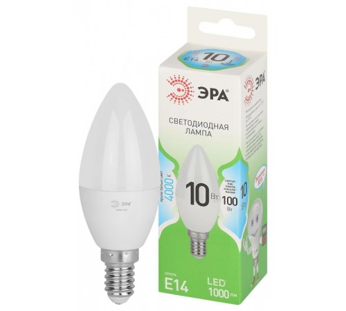 Лампа светодиодная  GREEN LINE LED B35-10W-840-E14 GL E14 10 Вт свеча яркий белый свет  Б0067093  ЭРА