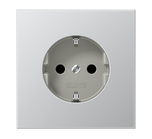 Штепсельная розетка SCHUKO 16А / 250В с защитными шторками, пружинные зажимы; металл; алюминий; Aluminium  AL1520KI  Jung