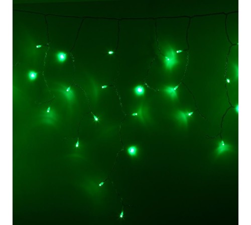 Гирлянда Айсикл (бахрома) светодиодный, 2,4 х 0,6 м, прозрачный провод, 230 В, диоды зелёные,  88 LED  255-054  NEON-NIGHT