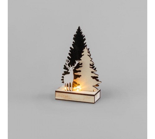 Деревянная фигурка с подсветкой  "Елочка с оленем" 12*6*21,5 см  504-002  NEON-NIGHT