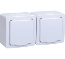 ГЕРМЕС PLUS белый Розетка 2-местная О/У с/ с крышкой РСб22-3-ГПБб IP54  ERMP22-K01-16-54-EC  IEK