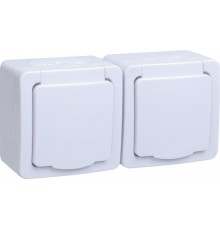 ГЕРМЕС PLUS белый Розетка 2-местная О/У с/ с крышкой РСб22-3-ГПБб IP54  ERMP22-K01-16-54-EC  IEK