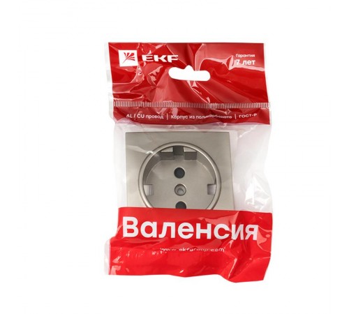 Валенсия лицевая панель розетки 1-местной с/з 16А кашемир с защ. штор. EKF PROxima   ESR16-L-028-40   EKF