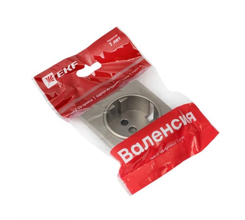 Валенсия лицевая панель розетки 1-местной с/з 16А кашемир с защ. штор. EKF PROxima   ESR16-L-028-40   EKF