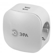 Тройник SP-3e-USB-2A  3гн 220V + 2xUSB 2000mA, c заземл, со шт (белый) (6/36/864) Б0015243  ЭРА